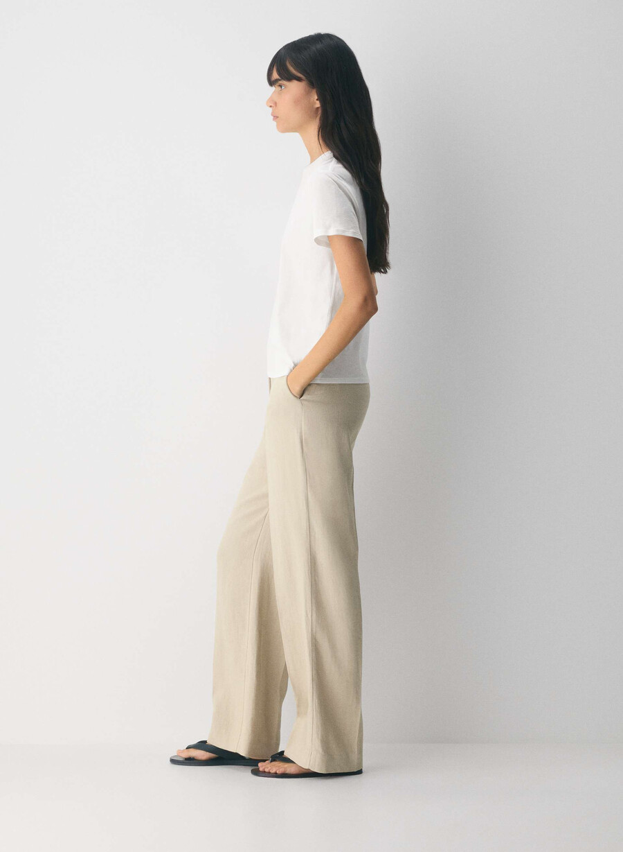 new agency pant - linen parchment beige