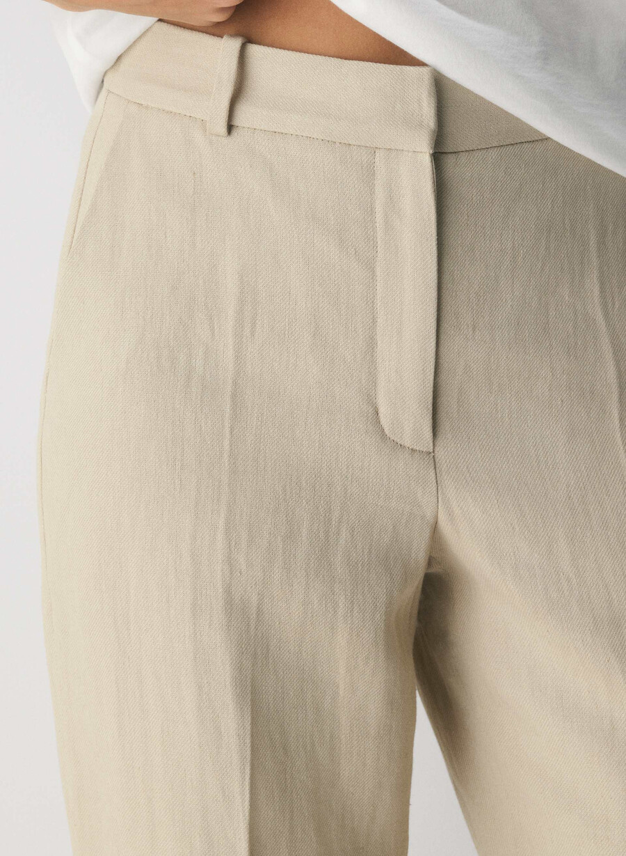 new agency pant - linen parchment beige