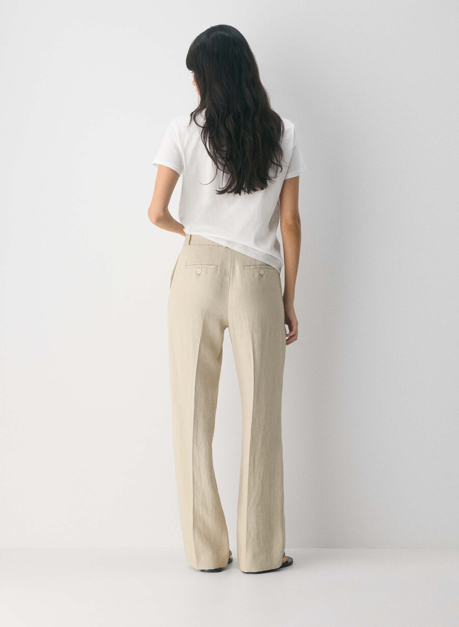 new agency pant - linen parchment beige