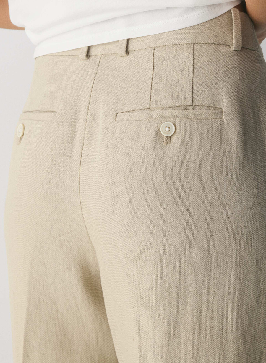 new agency pant - linen parchment beige