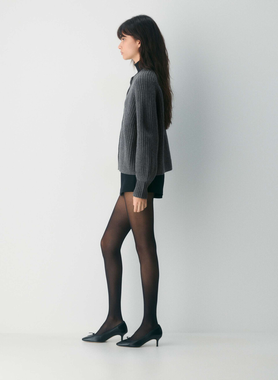 lantern wool cashmere cardigan heather charcoal