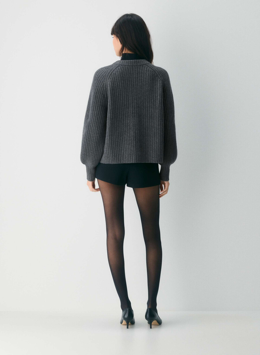 lantern wool cashmere cardigan heather charcoal