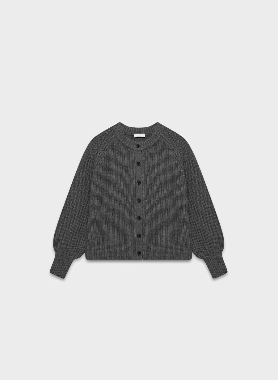 lantern wool cashmere cardigan heather charcoal