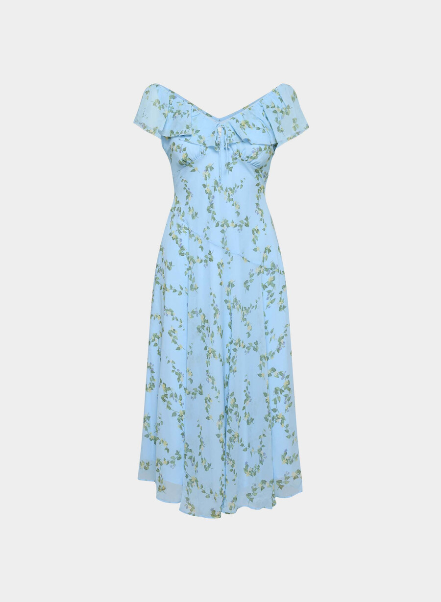 apostrophe dress pstcrd blue multi