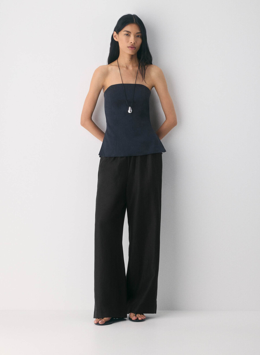 posh linen tube top dark night navy