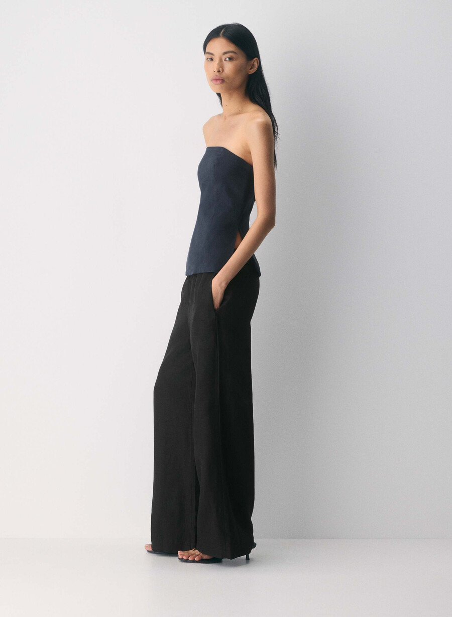 posh linen tube top dark night navy