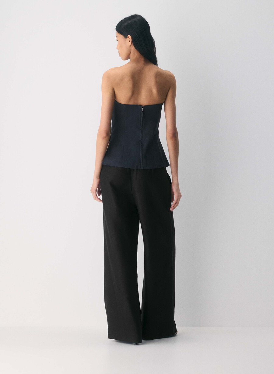 posh linen tube top dark night navy