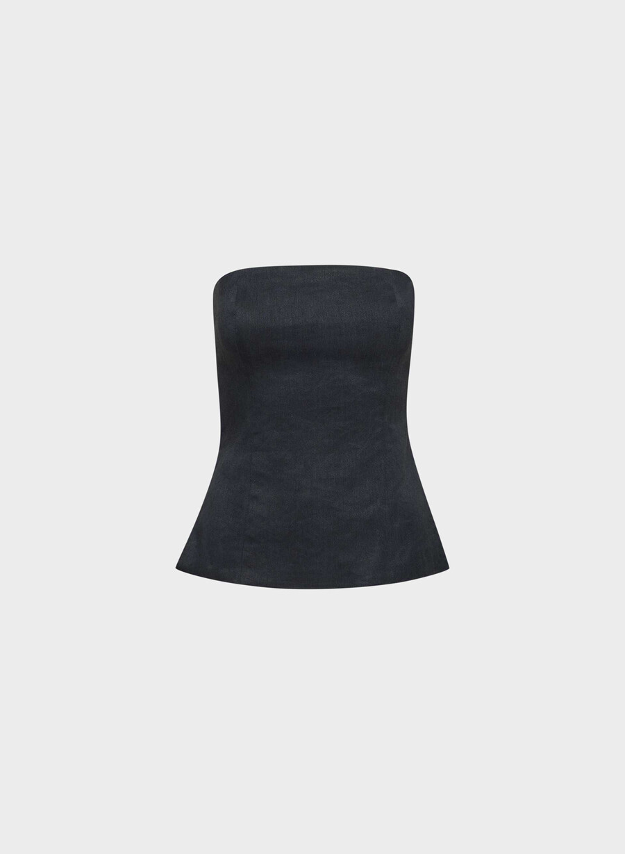 posh linen tube top dark night navy