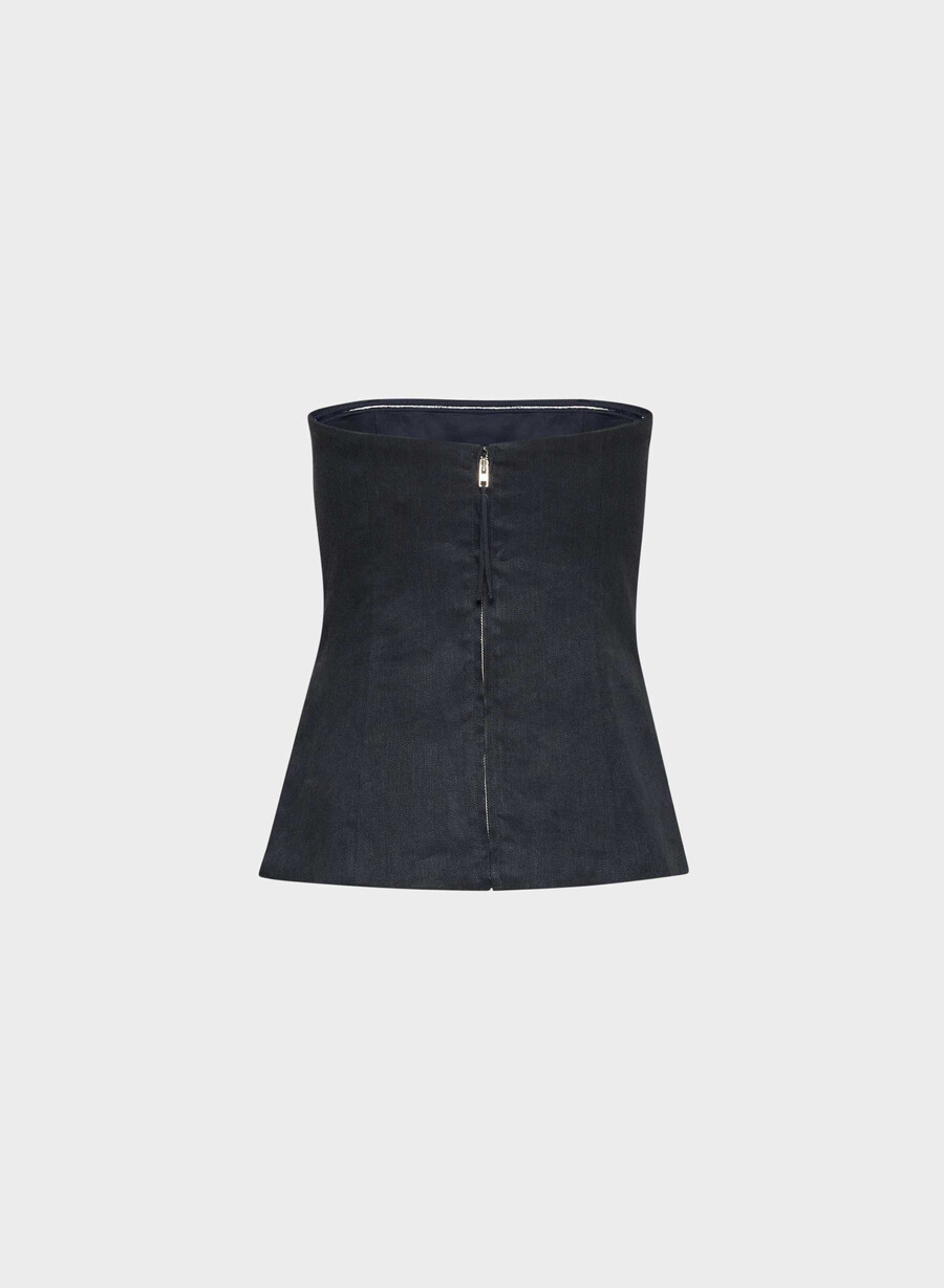 posh linen tube top dark night navy