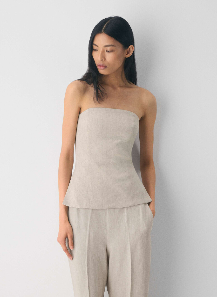 posh linen tube top undyed dark ecru