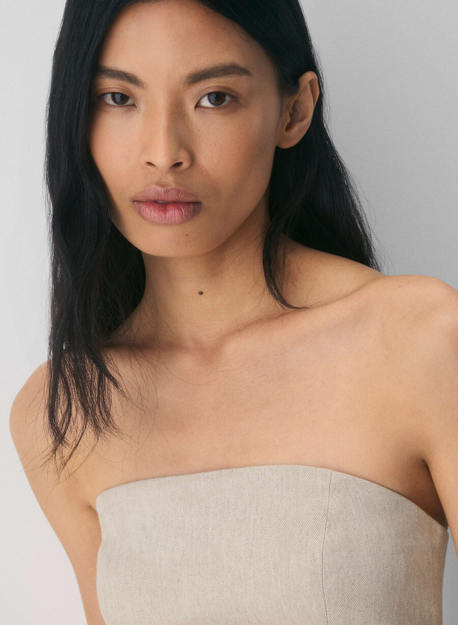 posh linen tube top undyed dark ecru