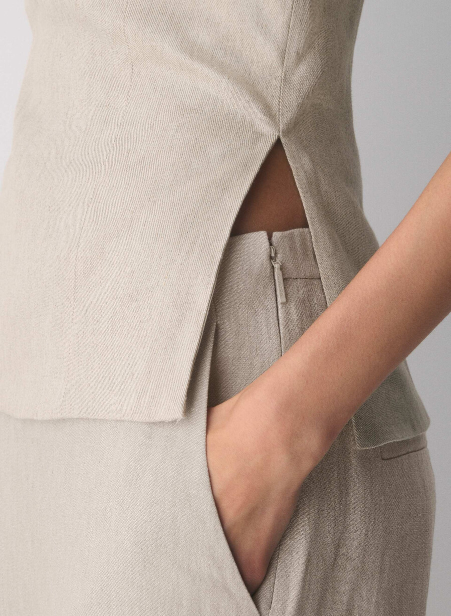 posh linen tube top undyed dark ecru