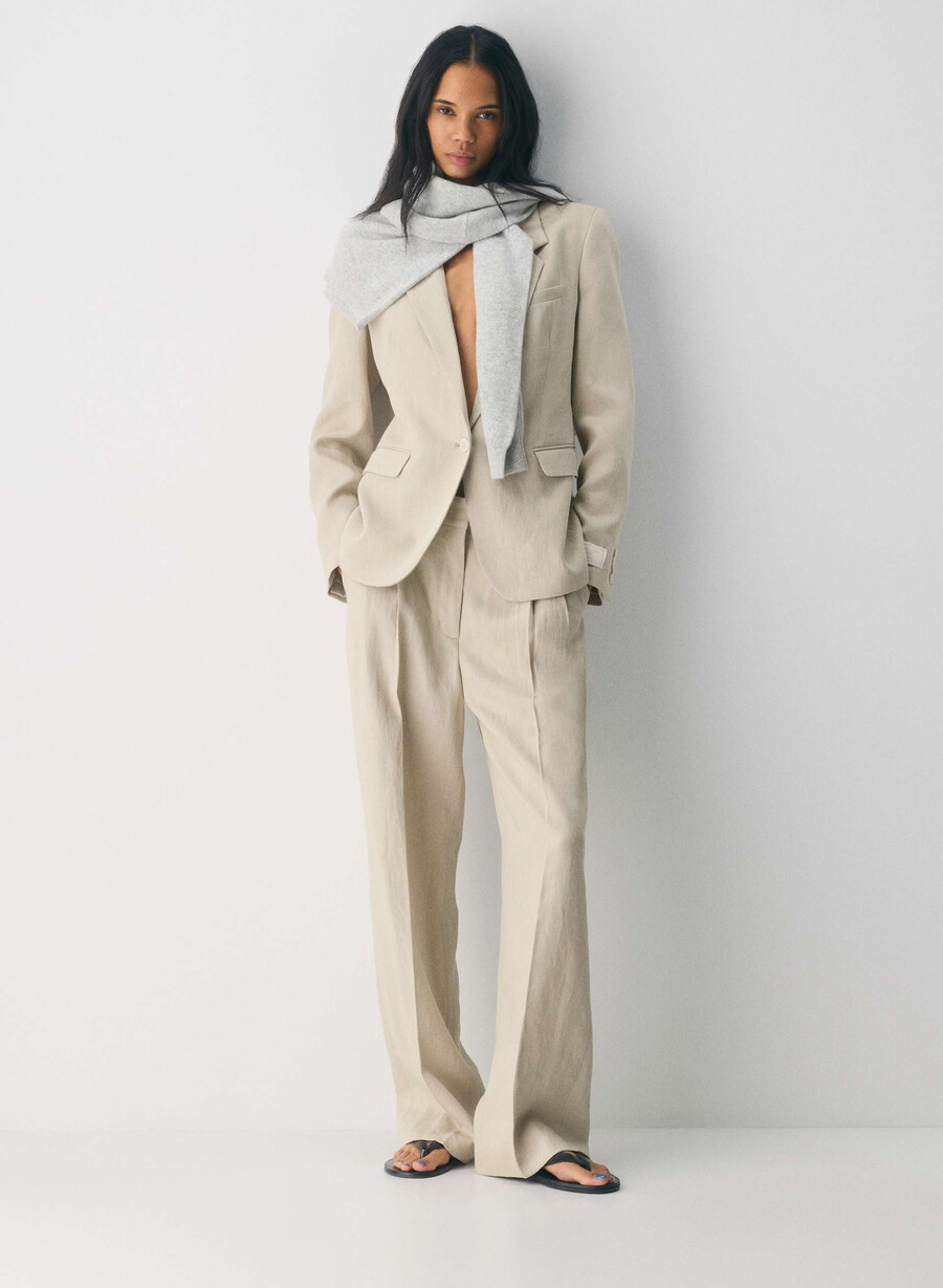 producer blazer - linen parchment beige