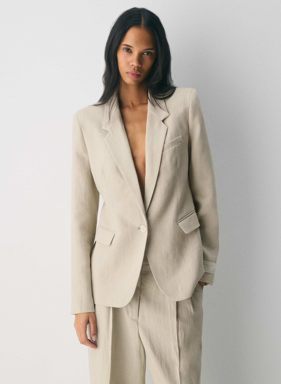 producer blazer - linen parchment beige
