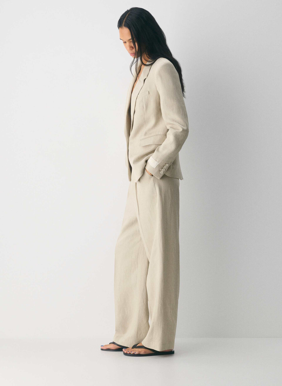 producer blazer - linen parchment beige