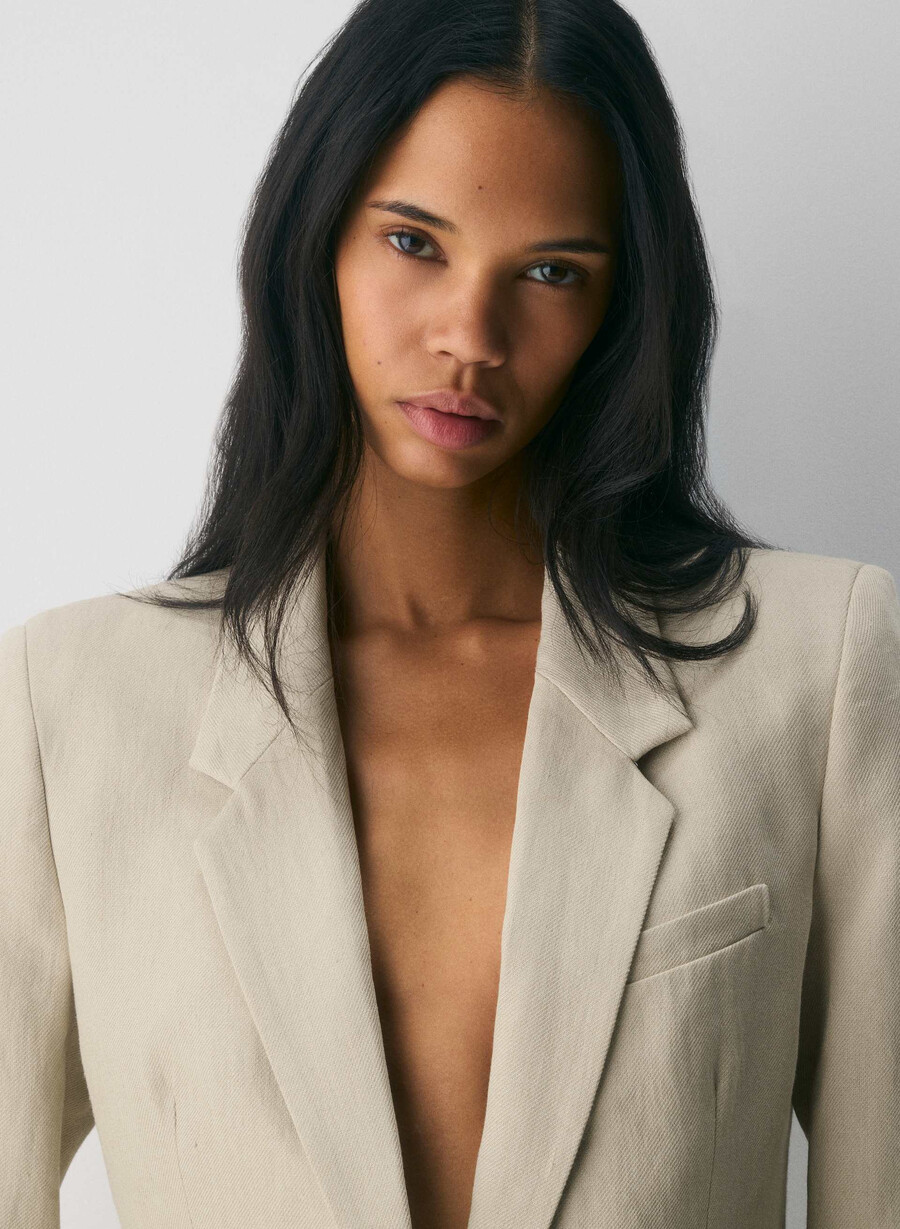 producer blazer - linen parchment beige