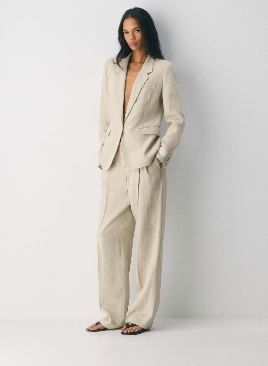producer blazer - linen parchment beige
