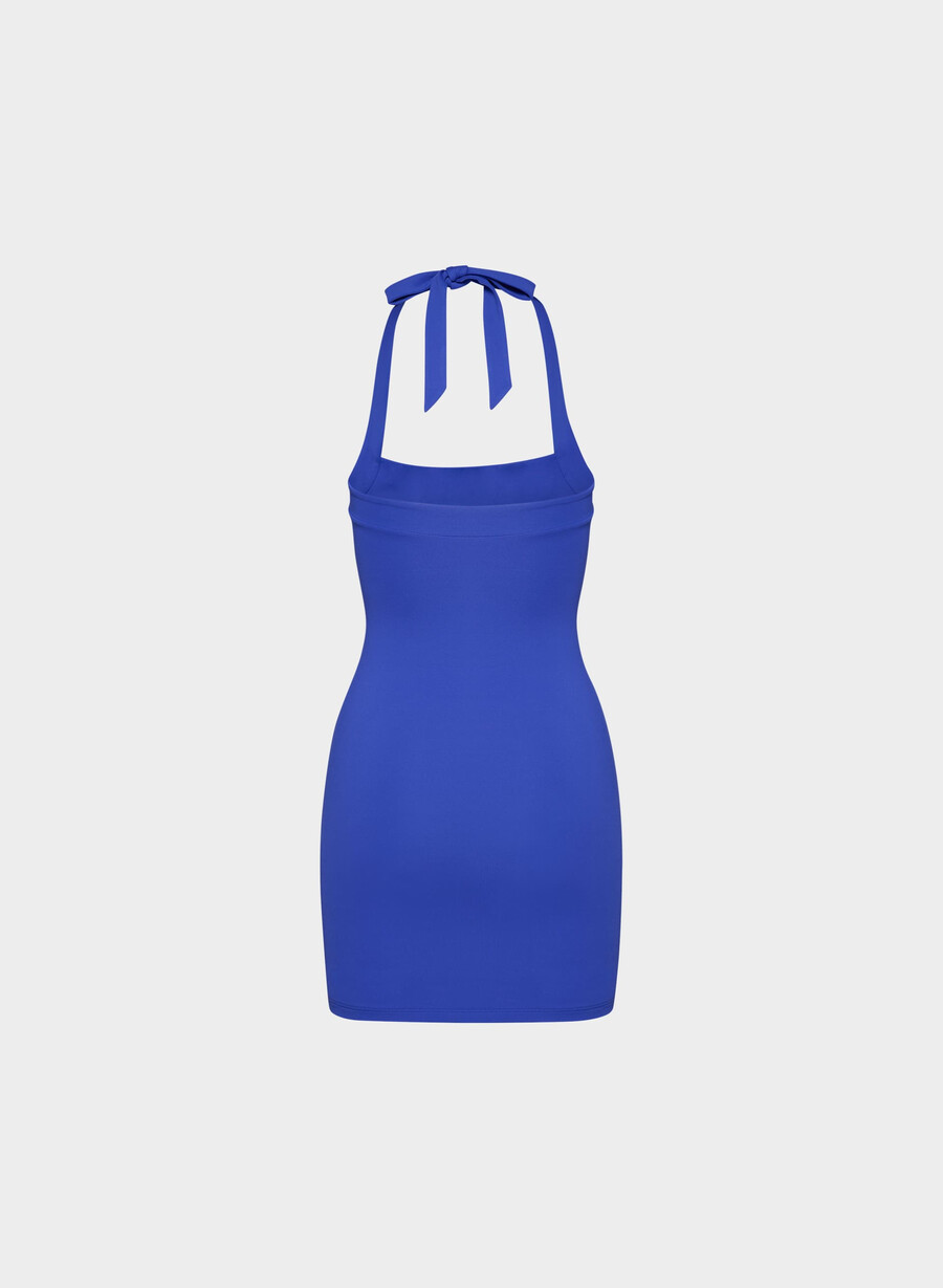 original contour optimum halter dress ablaze blue