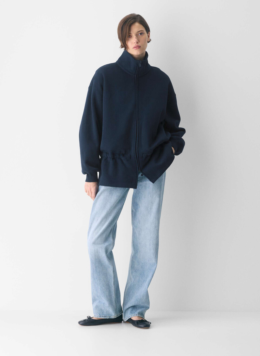 cozy sweatfleece mega cinch zip-up admiral