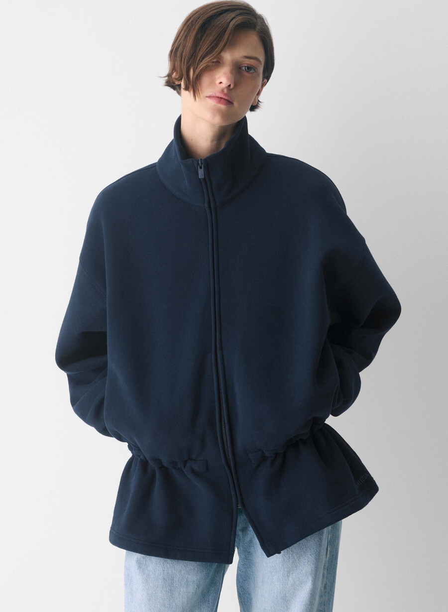 cozy sweatfleece mega cinch zip-up admiral