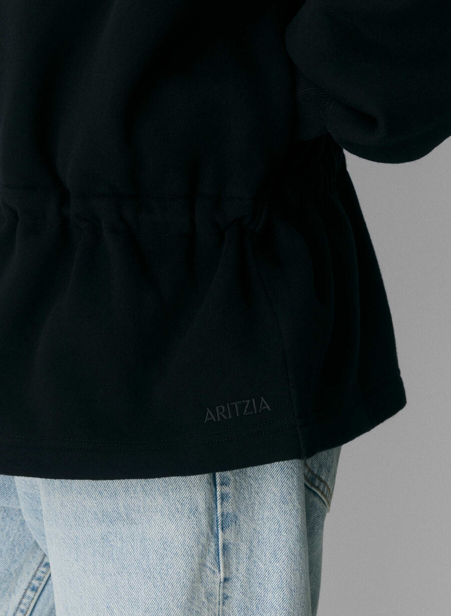 cozy sweatfleece mega cinch zip-up black