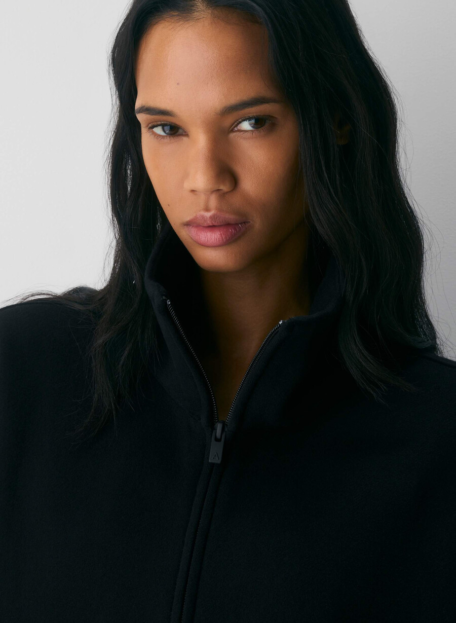 cozy sweatfleece mega cinch zip-up black