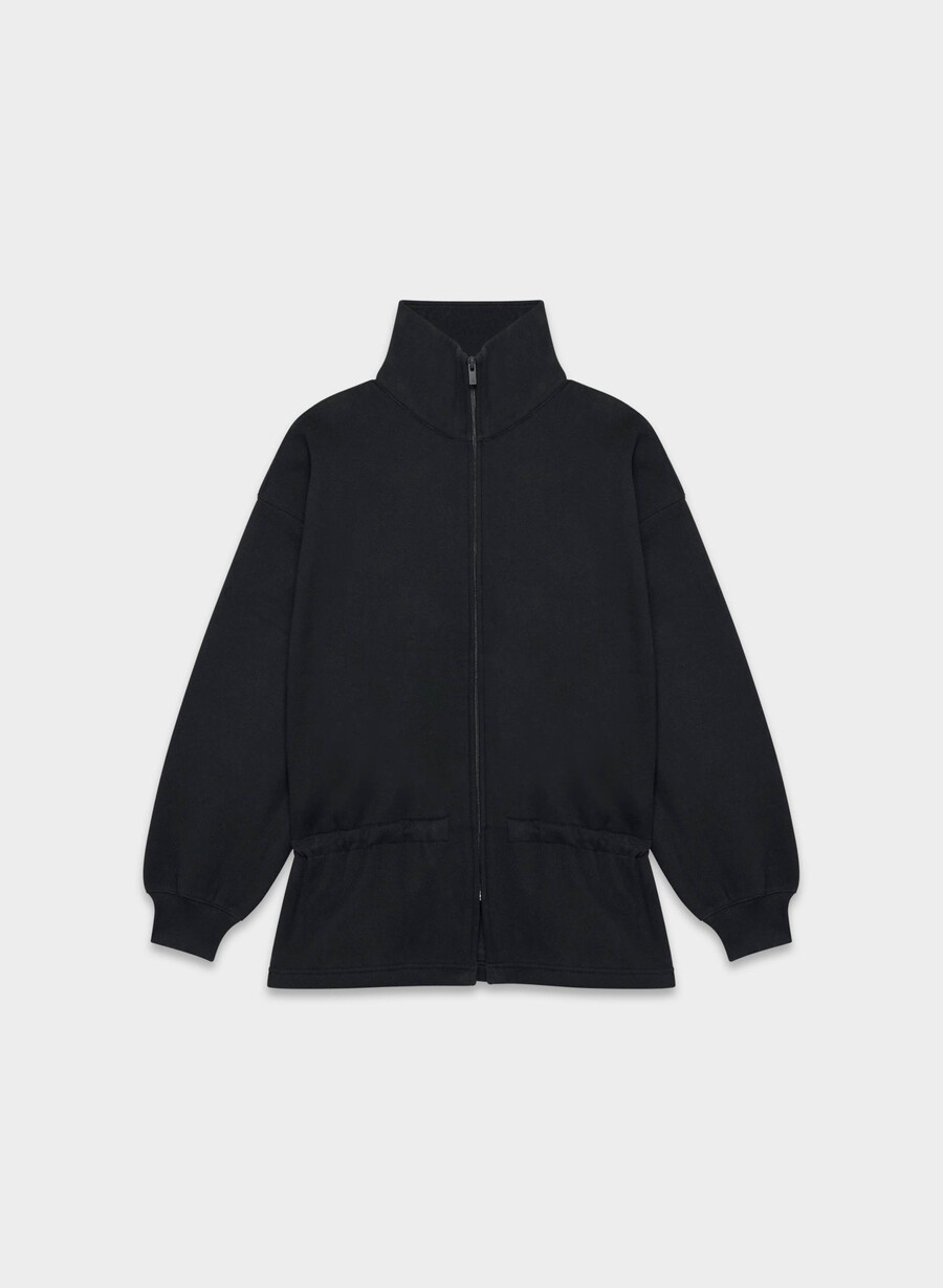 cozy sweatfleece mega cinch zip-up black