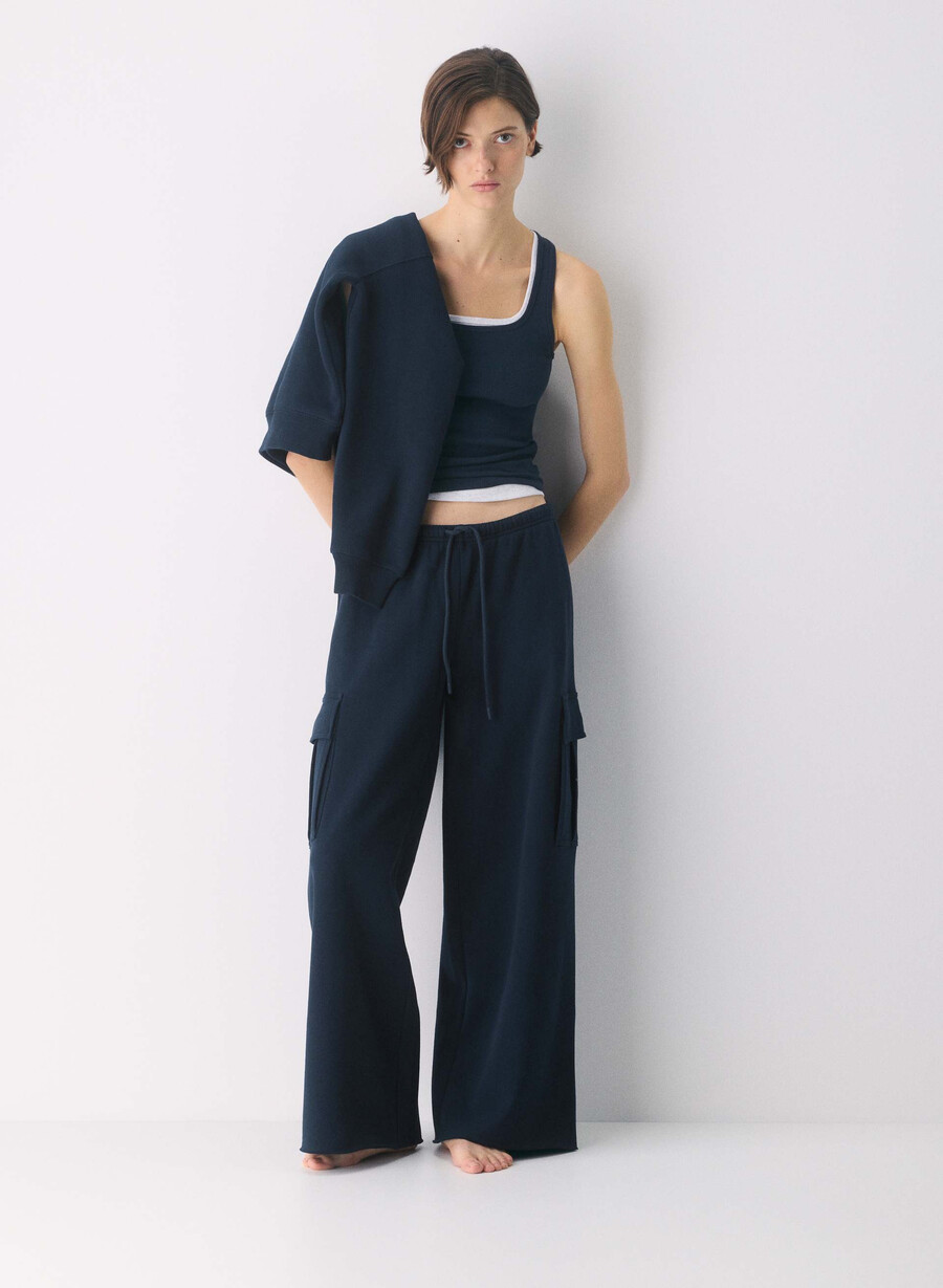 cozy sweatfleece mega cargo flutter sweatpant admiral