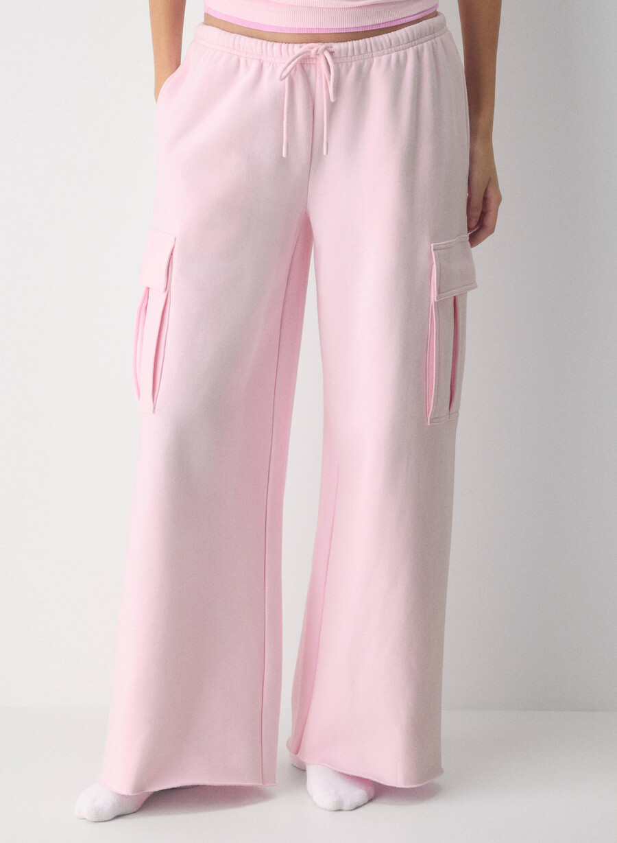 cozy sweatfleece mega cargo flutter sweatpant villa pink