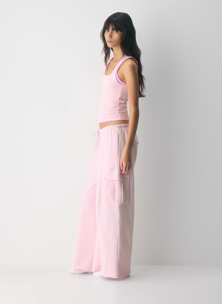 cozy sweatfleece mega cargo flutter sweatpant villa pink