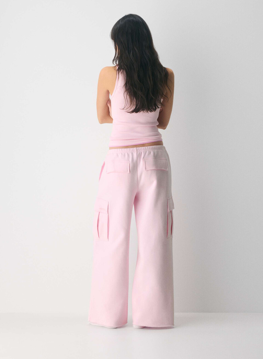 cozy sweatfleece mega cargo flutter sweatpant villa pink