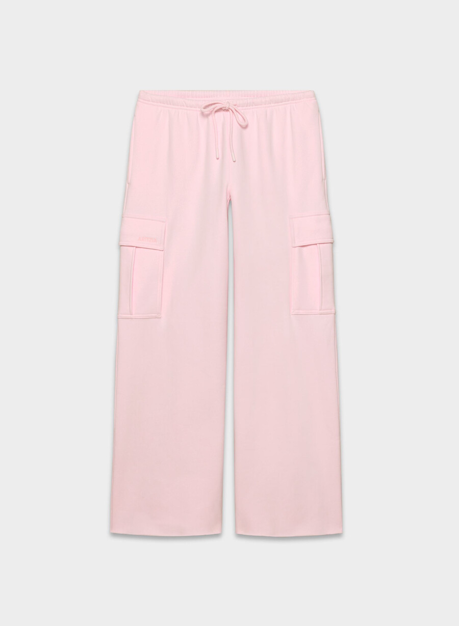 cozy sweatfleece mega cargo flutter sweatpant villa pink