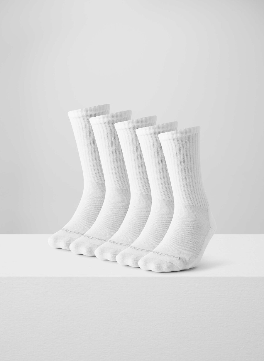 best-ever crew sock 5-pack white heather chrome