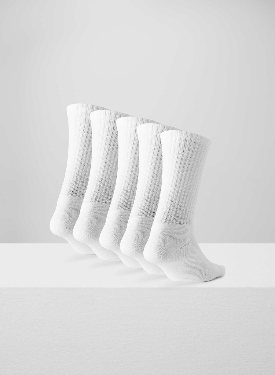 best-ever crew sock 5-pack white heather chrome