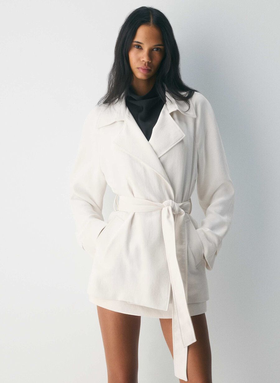 the splendor mid trench coat light birch