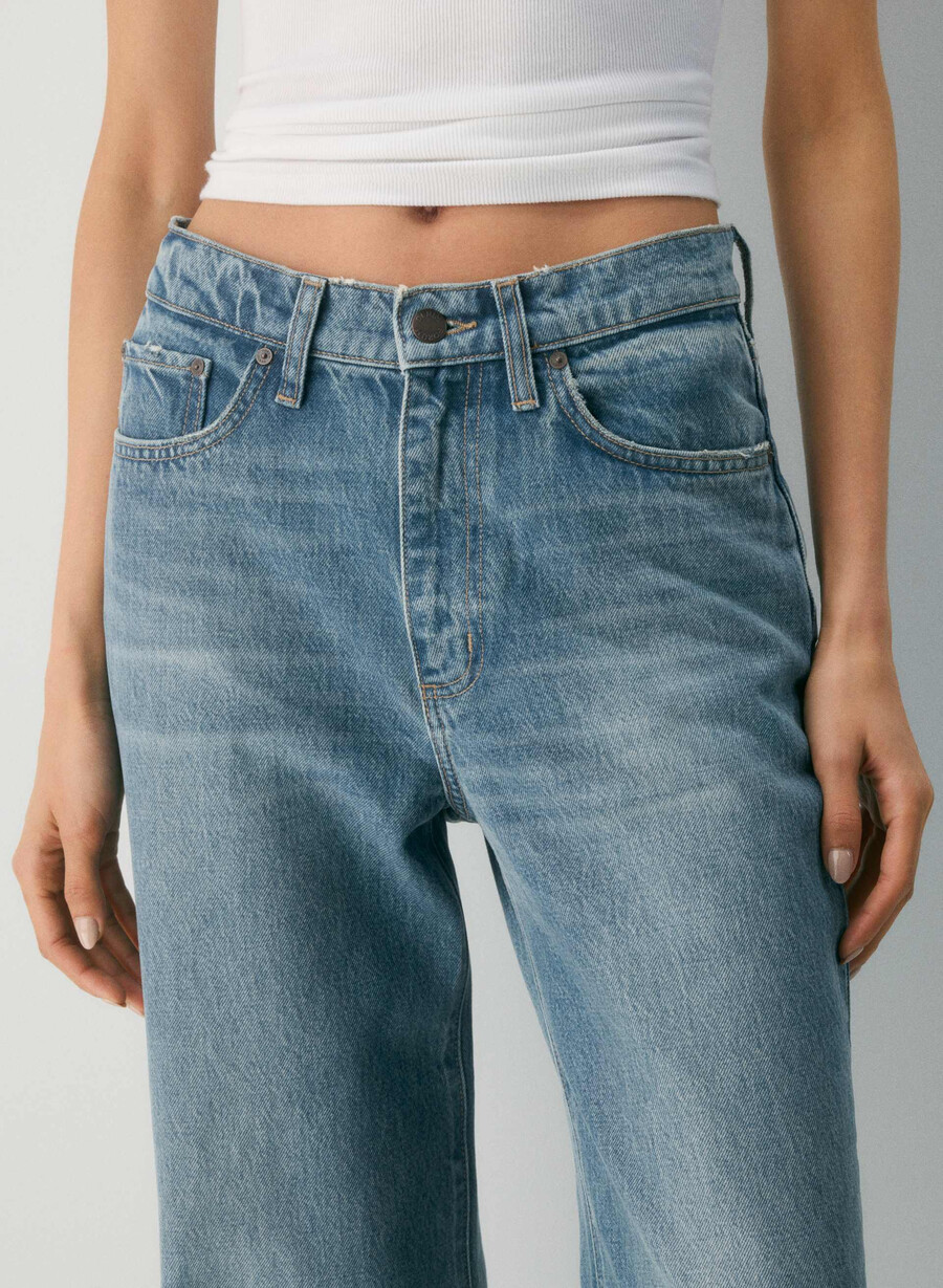denim forum cleo relaxed hi-rise wide jean vintage medium blue