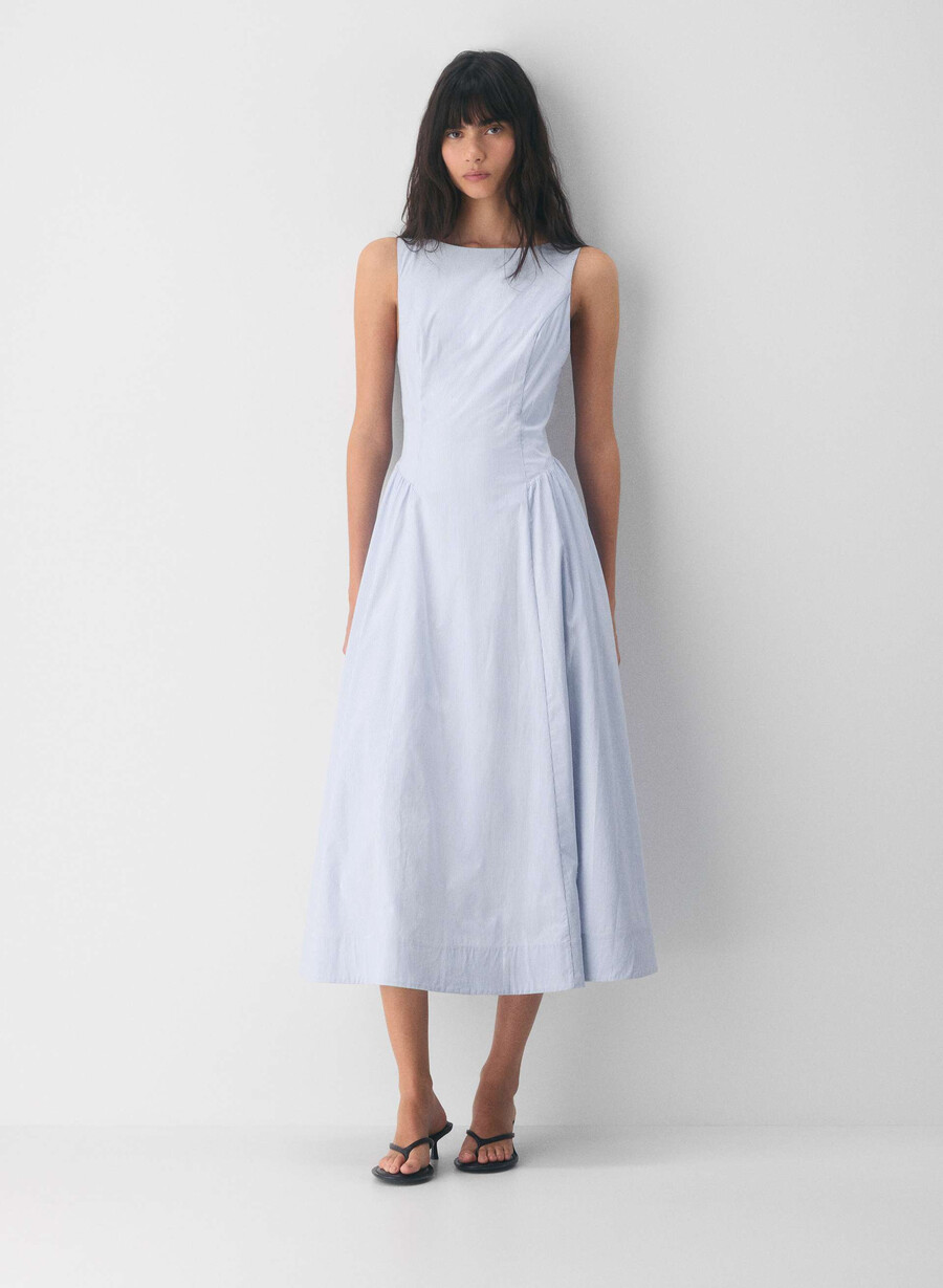 tina poplin dress ingrd strp fr blb w