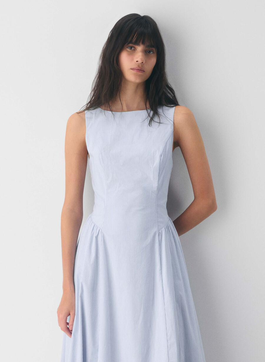tina poplin dress ingrd strp fr blb w