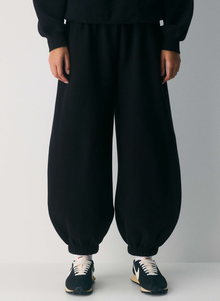 cozy sweatfleece mega balloon jogger black