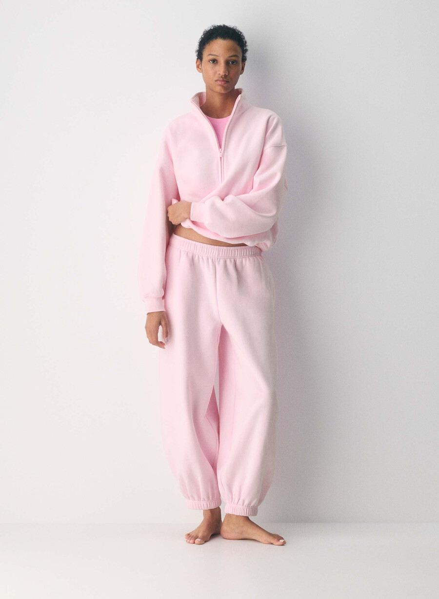 cozy sweatfleece mega balloon jogger villa pink