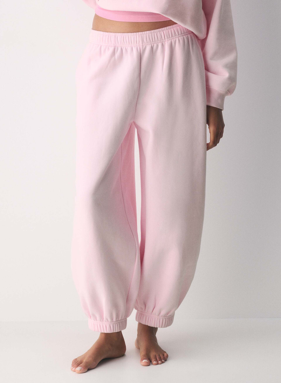cozy sweatfleece mega balloon jogger villa pink