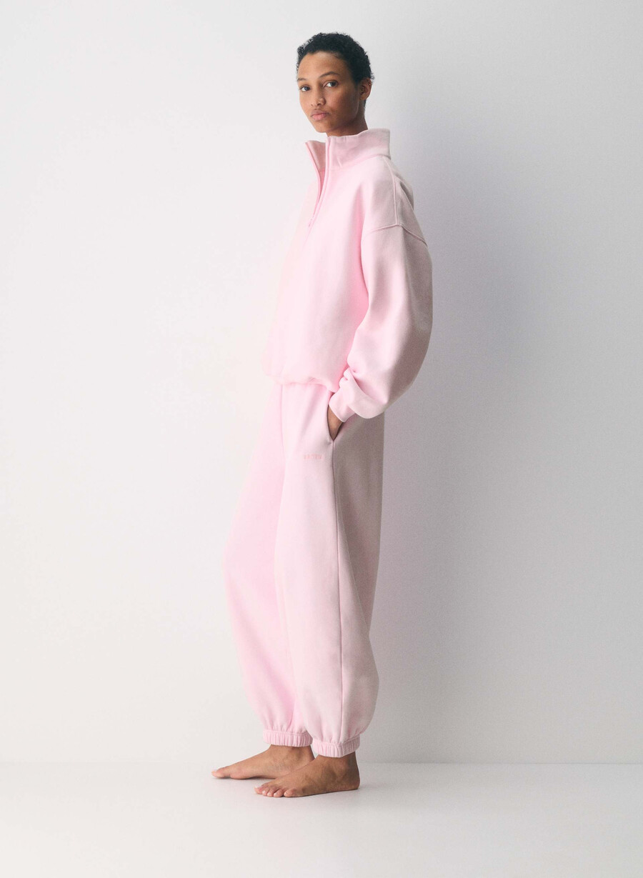 cozy sweatfleece mega balloon jogger villa pink