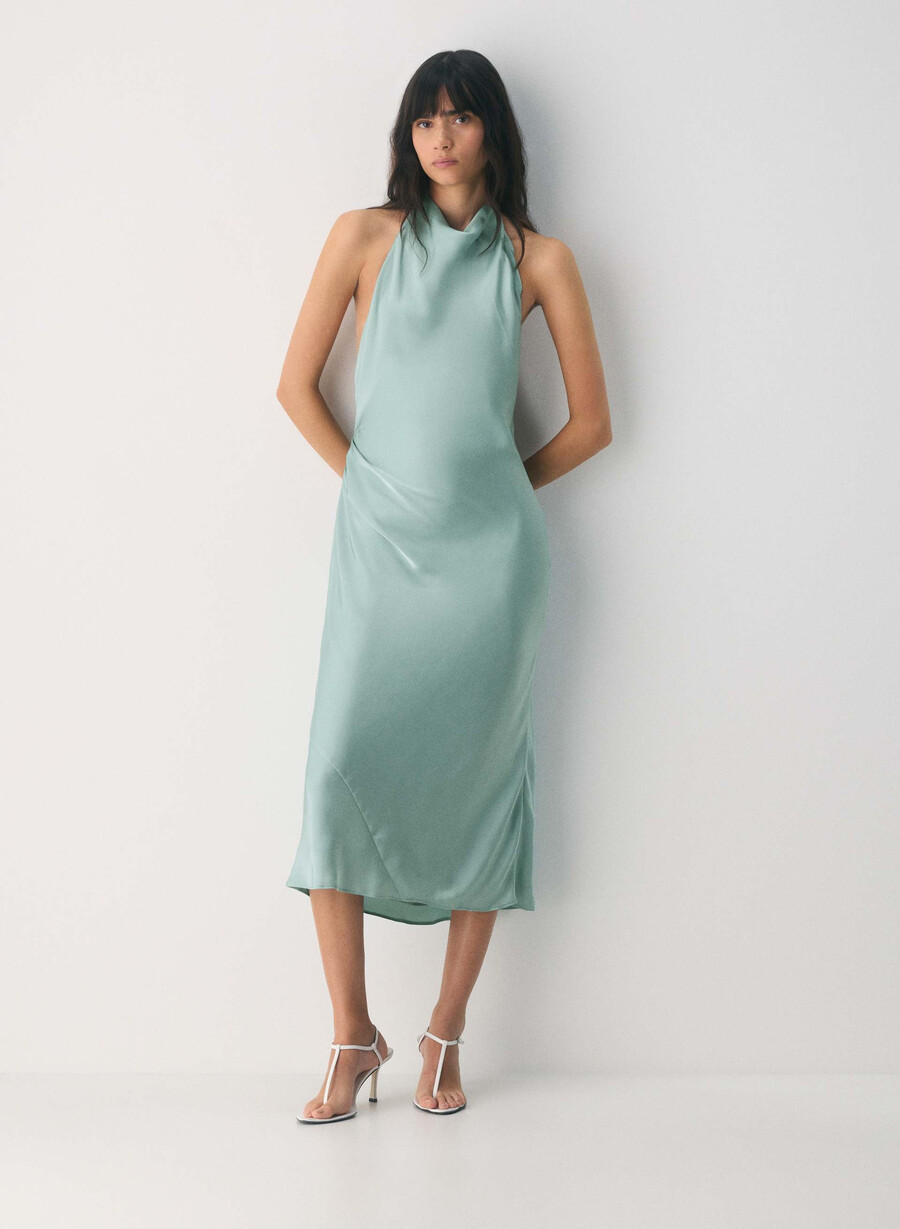 audience satin halter dress rich mocha brown