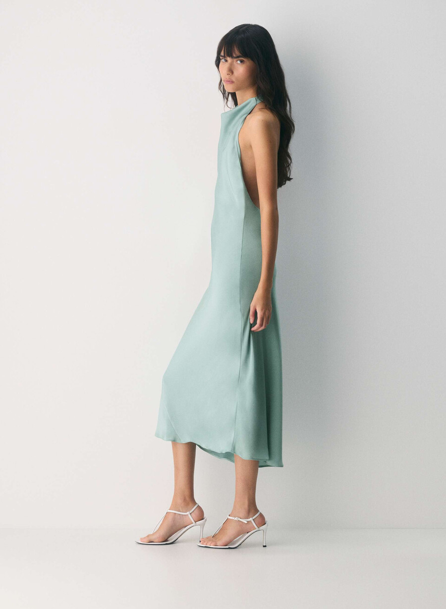 audience satin halter dress rich mocha brown