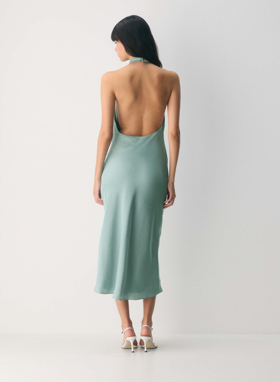 audience satin halter dress rich mocha brown