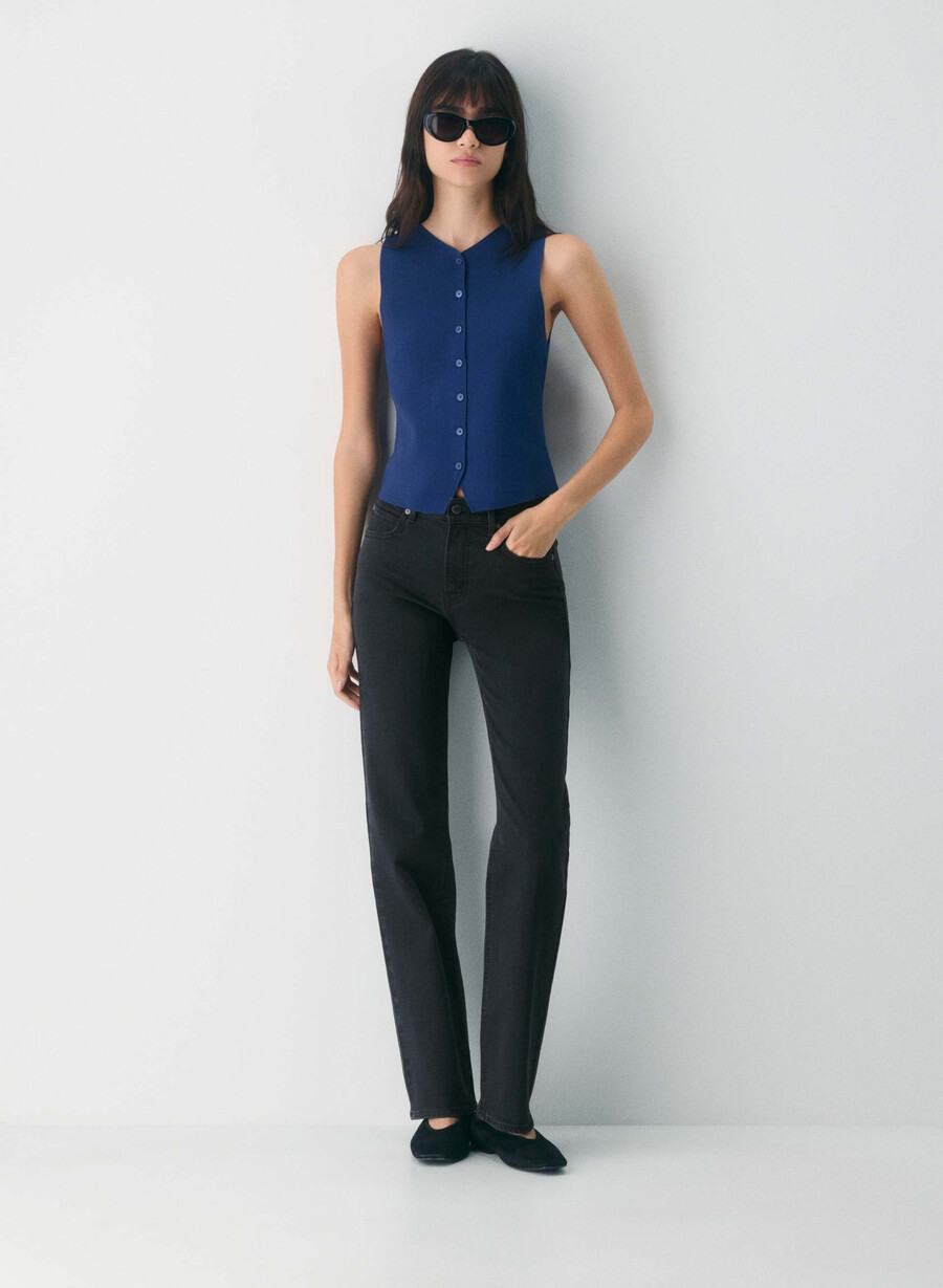 croquet sweater vest - wonder yarn byron blue