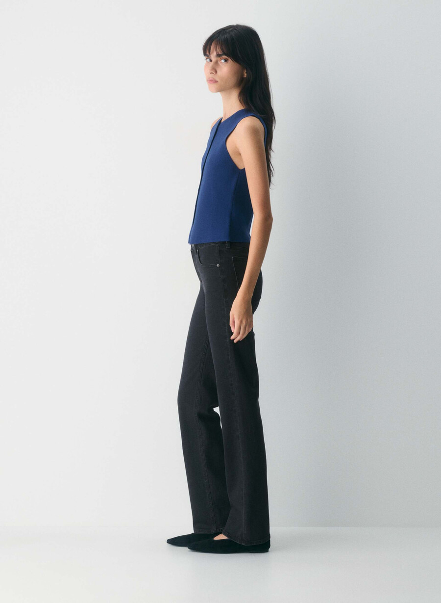 croquet sweater vest - wonder yarn byron blue