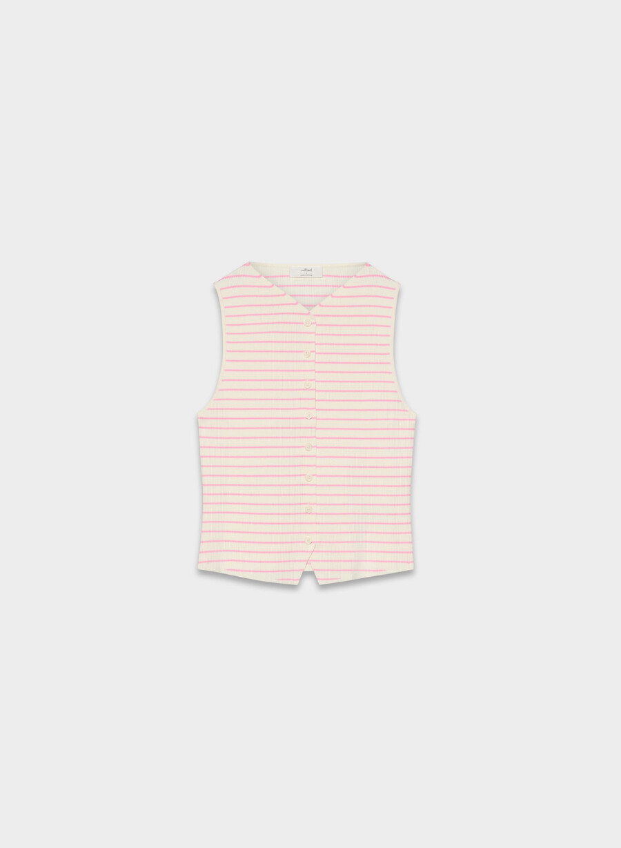 croquet sweater vest - wonder yarn lght brch jlybn pnk