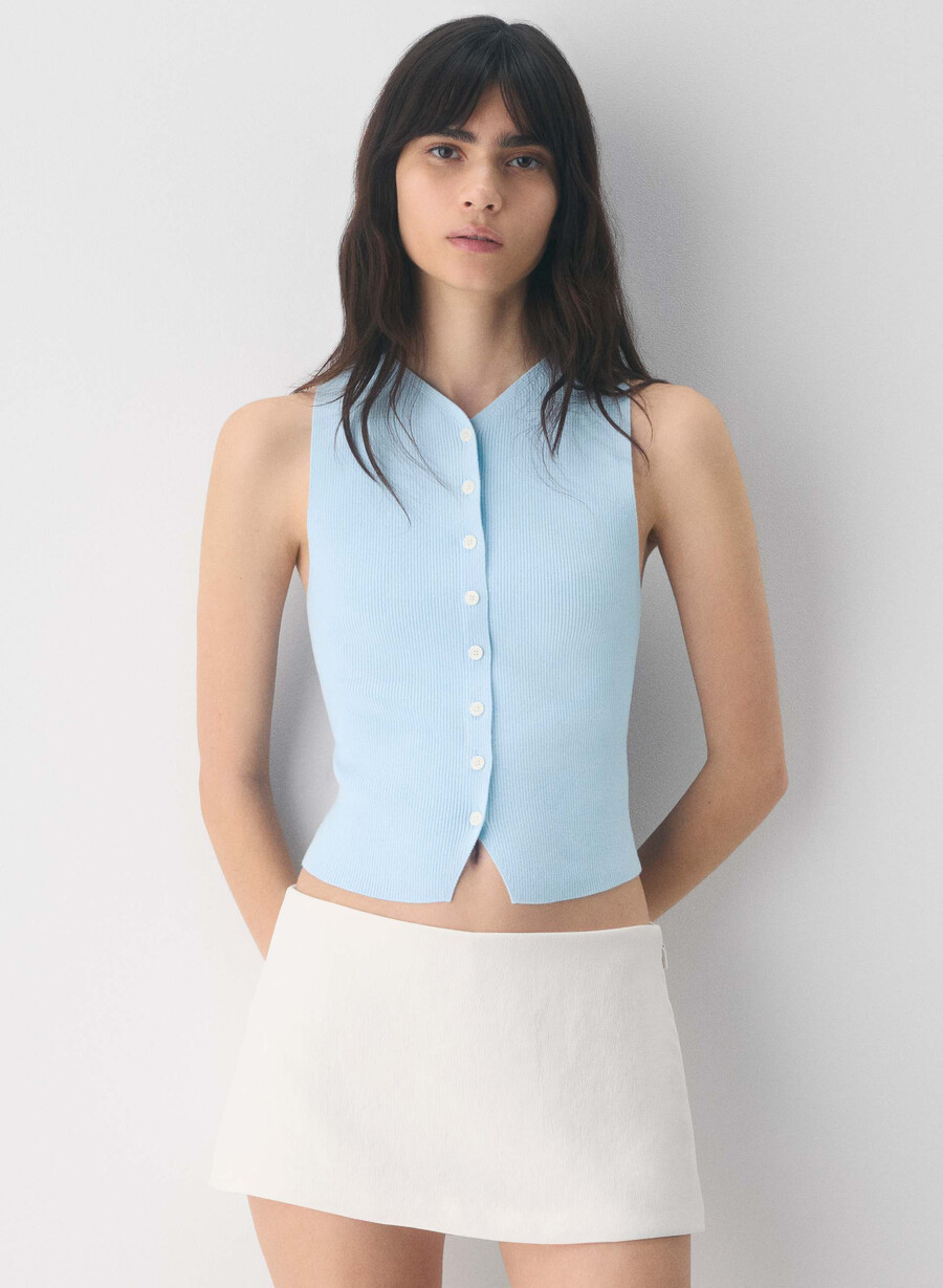 croquet sweater vest - wonder yarn lght brch jlybn pnk