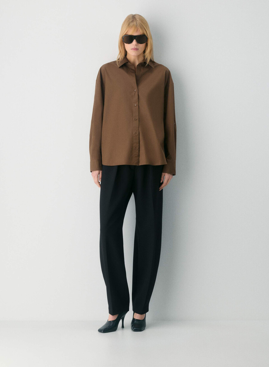 archive poplin shirt cello brown